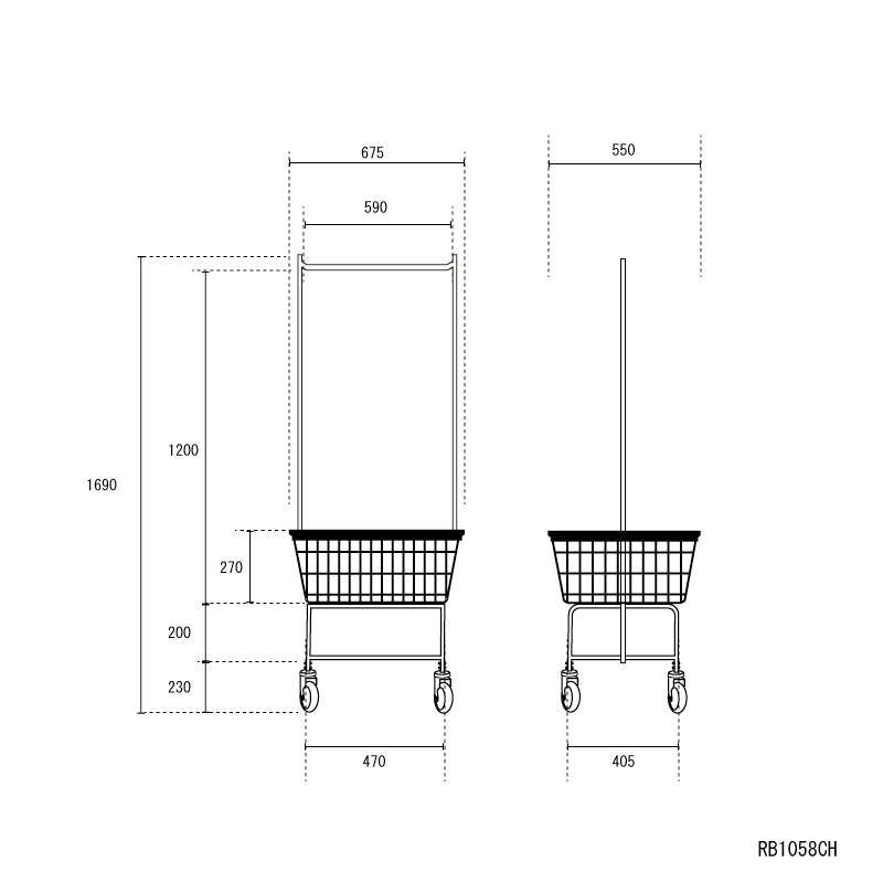 LAUNDRY CART DOUBLE POLE