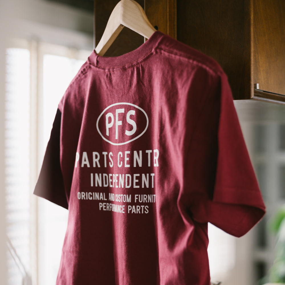P.F.S. ORIGINAL T SHIRTS 2026 - PARTS CENTER(BURGUNDY/OFF WHITE)