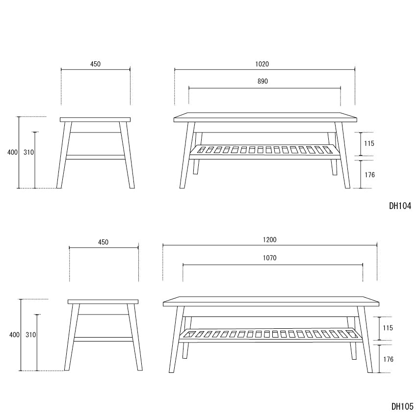 DH TEA TABLE WITH SHELF