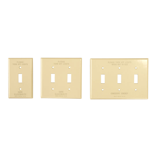 SAVE ENERGY TOGGLE SWITCH PLATE - IVORY