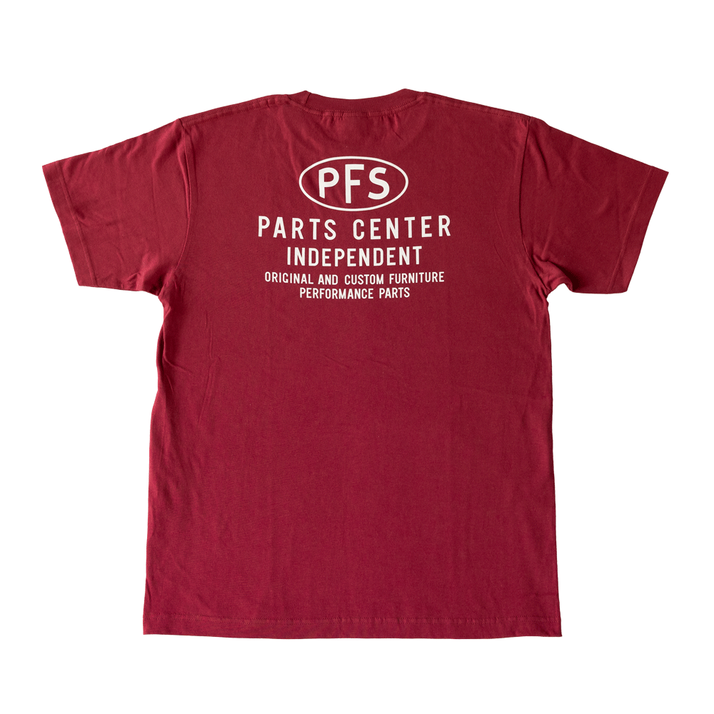 P.F.S. ORIGINAL T SHIRTS 2026 - PARTS CENTER（BURGUNDY/OFF WHITE）