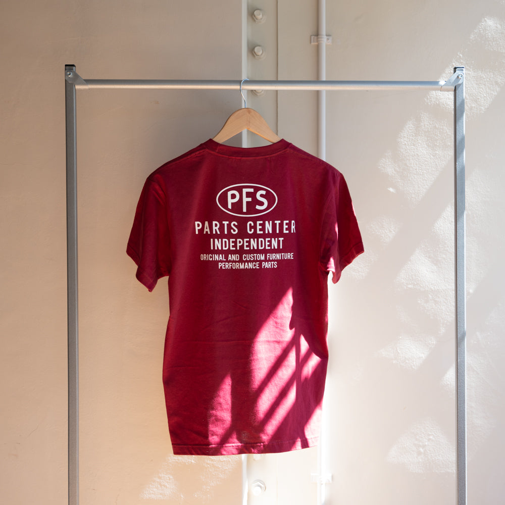 P.F.S. ORIGINAL T SHIRTS 2026 - PARTS CENTER（BURGUNDY/OFF WHITE）