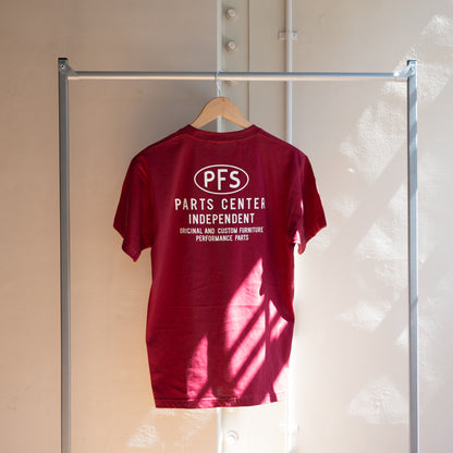 P.F.S. ORIGINAL T SHIRTS 2026 - PARTS CENTER（BURGUNDY/OFF WHITE）