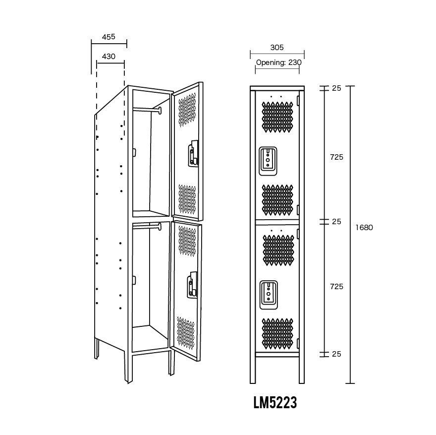 18inch, 2-TIER LOCKER (DIACUT)