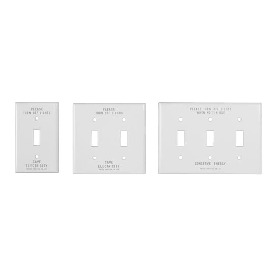 SAVE ENERGY TOGGLE SWITCH PLATE - WHITE